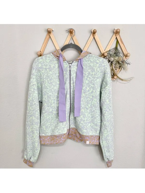 Roller Rabbit Womens Zip Up Jacket Mint Green Purple Ismay‎ Blair Floral size XS - Image 2