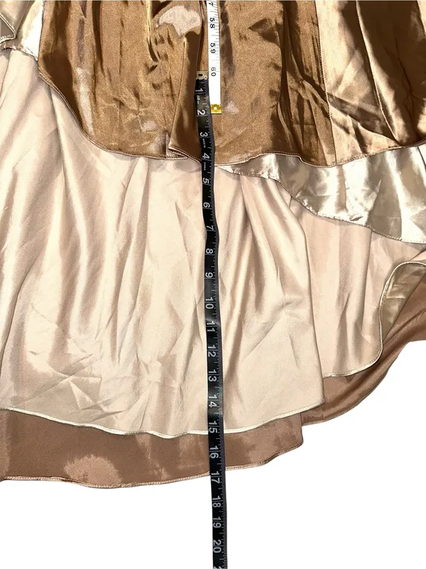 Sherri Hill 52570 Beaded Rhinestone Satin Layered Halter Gown 0 in Mocha - Image 9