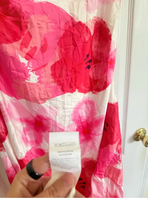 Peppermayo Strapless Pink & Red Floral Midi Dress - Image 7