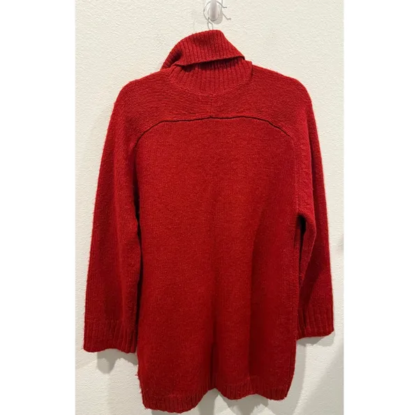 ABERCROMBIE AND FITCH Oversized Cowl Neck Knit Red Sweater - Image 3