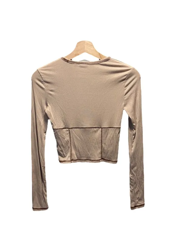 Aritzia Sunday Best Corset Stitch Crop Top Beige Size S Neutral Casual Y2K Retro - Image 10