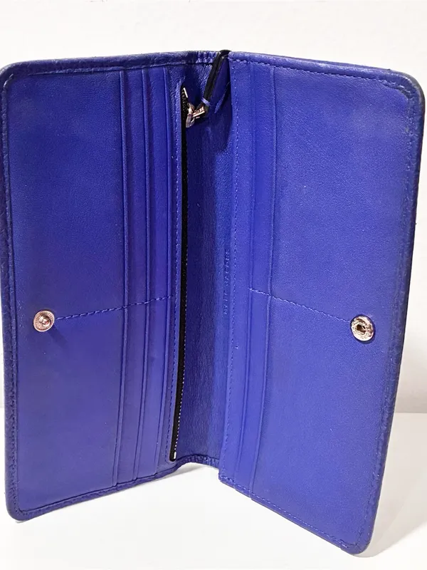 Marc Jacobs Gotham Pebbled Leather Wallet in Blue - Image 3