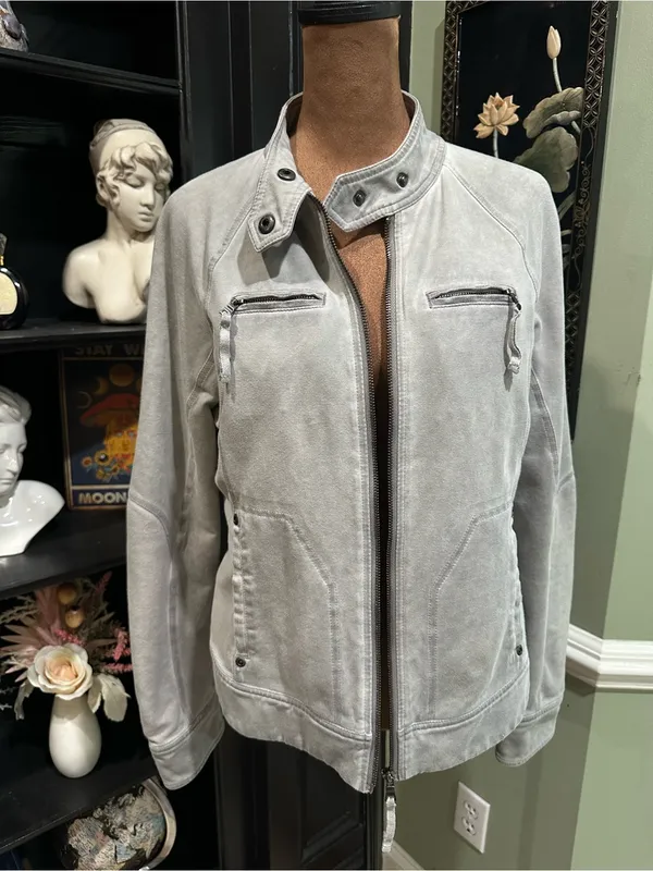 Marrakech by Anthropologie Gray Knit French Terry Moto Jacket – Size Small - Image 10