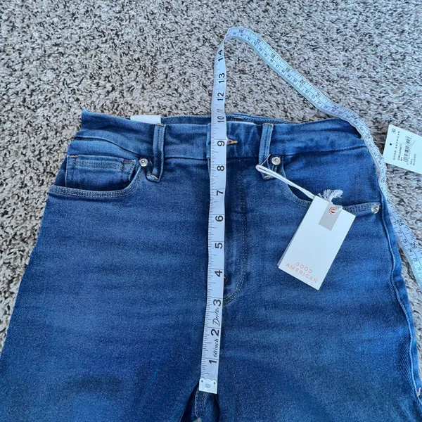 Good‎ American Blue High Rise Straight Leg Jeans Ripped Distressed Size 00 24 - Image 6