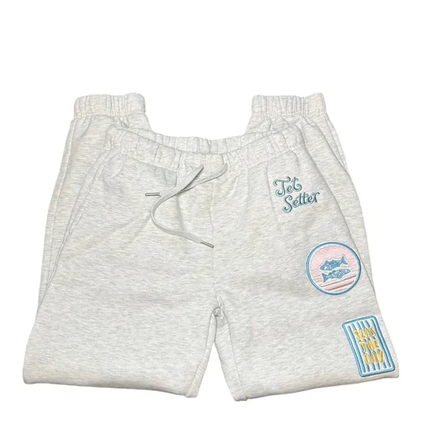 NEW Vintage Havana Patch Embroidered Ultra Fleece Joggers Womens M Gray Coastal - Image 2