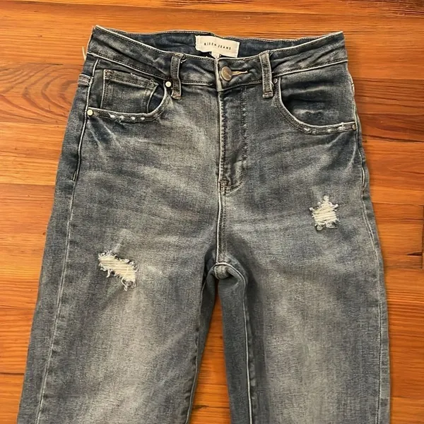 Risen Distressed Denim Blue Jeans Womens Size 3 / 26 - Image 11