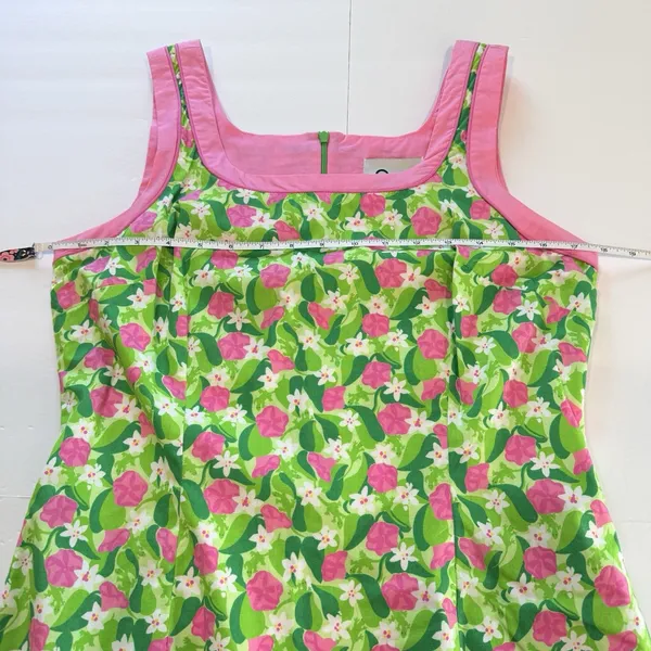 Lilly Pulitzer Pink Green Floral Sleeveless Cotton Dress Size 8 Vintage - Image 7