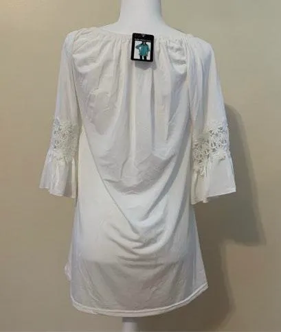 NWT Ruffle Sleeve Tunic In White Size M - Image 3