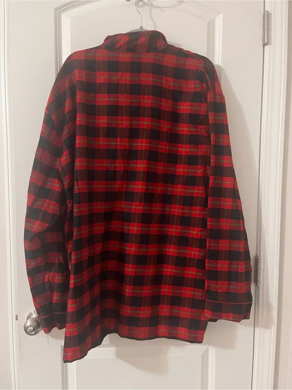 Disney Red and Black Plaid Pajama Button-Down with Mickey Embroidery - Image 3