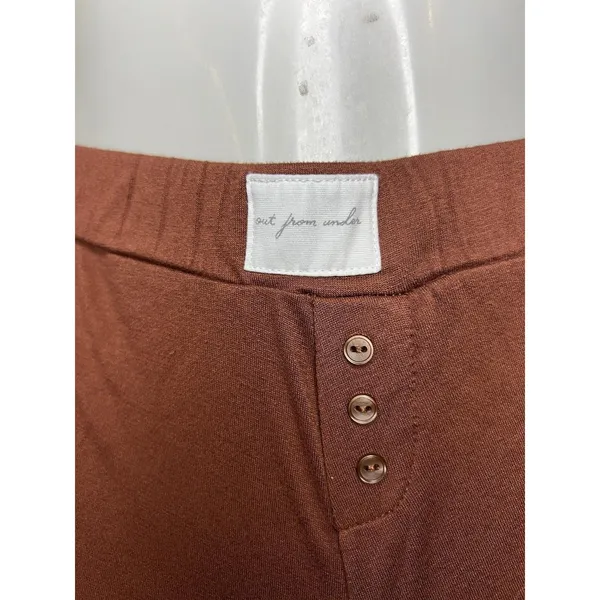 Out From Under Pajama Set Womens XXS Brown Jersey Button Front Top Shorts Lounge - Image 8