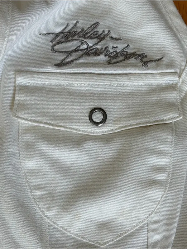 VTG Harley Davidson Motorcycle Vest Corset Back Women’s Size Medium White - Image 3
