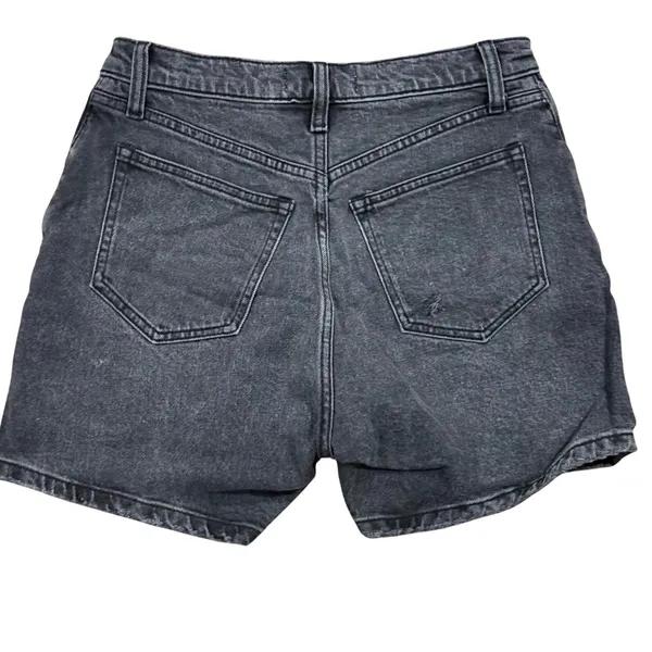 Abercrombie & Fitch Curve Love High Rise Dad Shorts Asymmetric CrissCross BLK 0 - Image 4