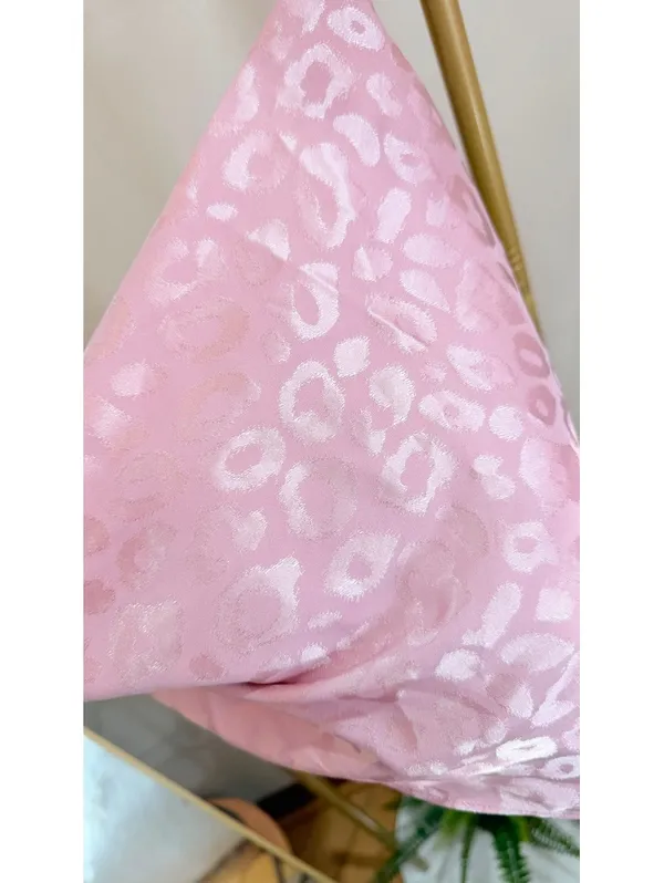 Size M Pink Satin Leopard Print Handkerchief Halter Top - Image 4