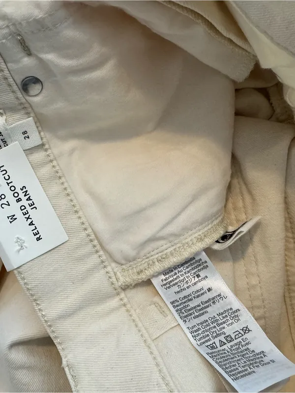 Madewell Relaxed Bootcut Jeans Cream White Canvas High Rise Comfort‎ Stretch 28 - Image 4