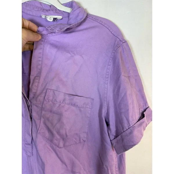 Day + Moon Shirt Dress Womens Size S Purple Denim Mini Short Sleeve - Image 9