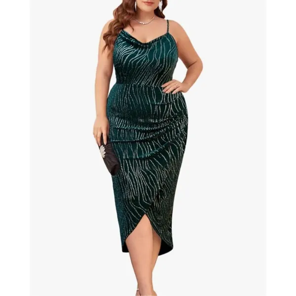 NEW Lime Green Cocktail Sequin Ruched Bodycon Formal Prom Dress 16W - Image 5