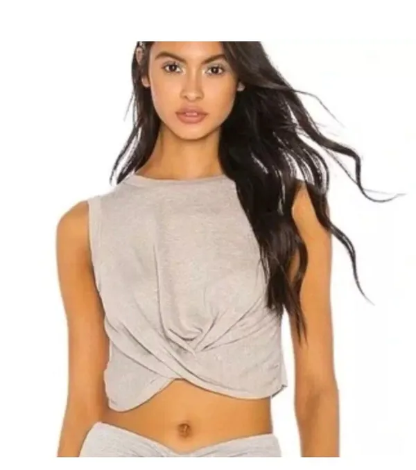 Free People Movement Women Top Undertow Front Twist Crewneck Sleeveless Gray - Image 2