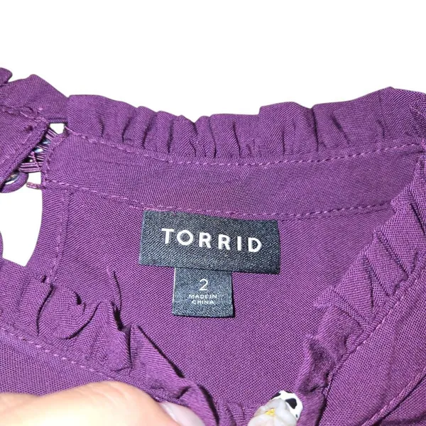 Torrid Challis Embroidered Cut Out Long Sleeve Blouse Size:‎ 2X - Image 6