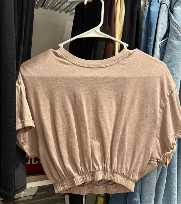 Garage Light Brown Scrunch Crop Top - Image 5
