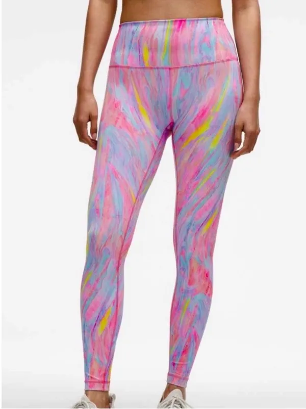 EUC Lululemon Wunder Train High Rise Leggings Prism Marble Multi Size 6 Rtl. $98 - Image 3