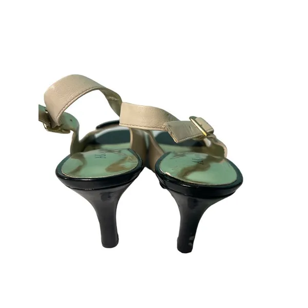 Anne Klein Elegant Slingback Heels Cream Black Buckle Peep Toe‎ Dress S-187 - Image 3