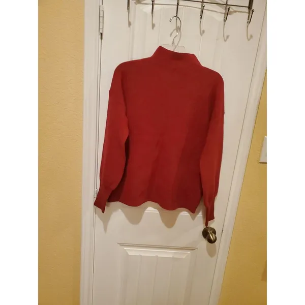 TAHARI Pure Luxe Sweater Red Mock Neck XL - Image 6