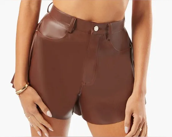 Revolve|WeWoreWhat| VEGAN LEATHER FLARE BELL SHORT| SZ 27 - Image 3