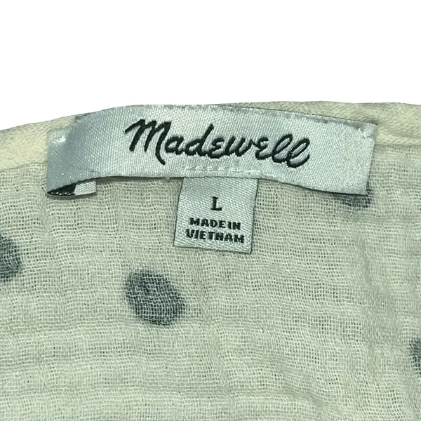 Madewell Womens Babydoll Dress White Polka Dot Gauze Ruffle Pocket Boho L - Image 5
