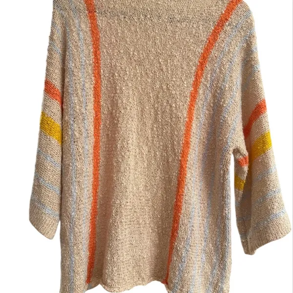 Dokotoo Striped Multicolor Women's Knit 3/4 Sleeve Sweater - Image 3