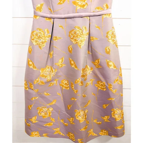 NWT Kay Unger Women's Floral Jacquard Sleeveless Midi Dress Lilac Gold Size 6 - Image 3