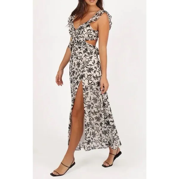 Petal & Pup Rory Floral Ruffle Detail Open Back Maxi Dress XL NEW - Image 3