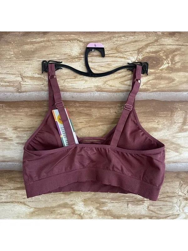 Kindly Yours caged v-neck seamless mauve seamless bralette size large - Image 9