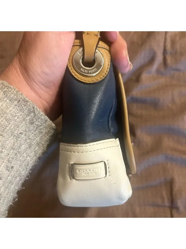 COACH 2014 Hadley Tricolor Colorblock blue tan & white leather crossbody - Image 6