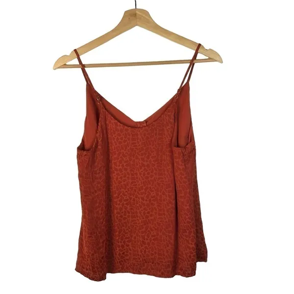 A New Day Orange Leopard Satin Henley Neck Cami‎ Tank Top S - Image 2
