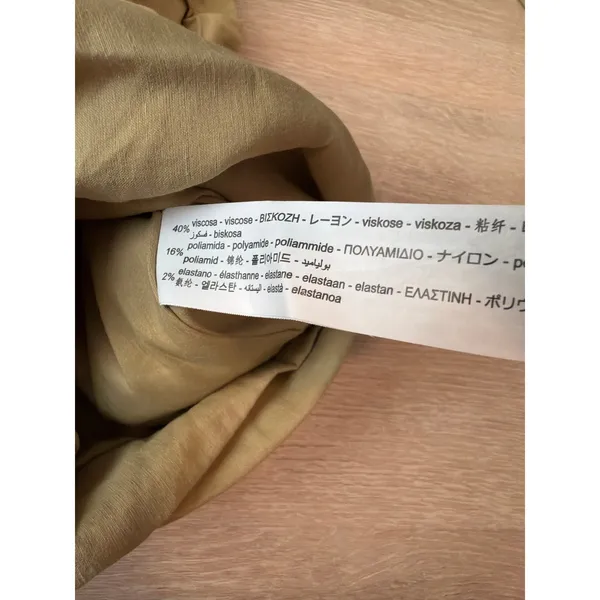 ZARA Linen Blend Asymmetric Olive Green Mini Dress XS Draped - Image 5