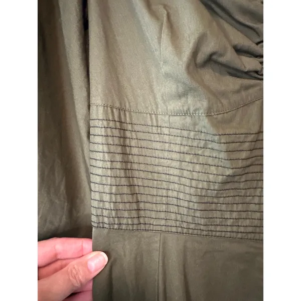 Lug‎ Von Siga Army Green Serena Ruffle Cotton Poplin Midi Dress Size 6 - Image 11