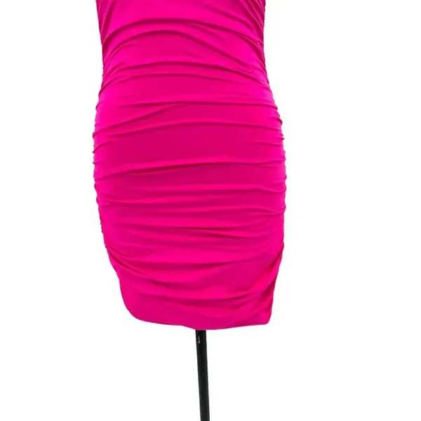 Hello Molly‎ Changed My Name Dress Hot Pink One Shoulder Ruched Size US 6 - Image 6