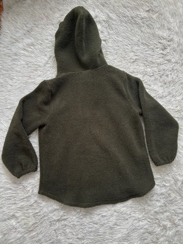 LOFT Olive Green Women’s Sherpa Half-Zip Pullover Hoodie Size XL - Image 3
