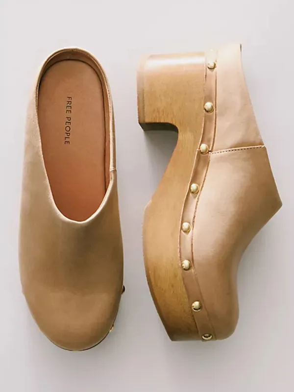 FREE PEOPLE Calli Clogs, Tan Leather, Size 11, NWOT - Image 3