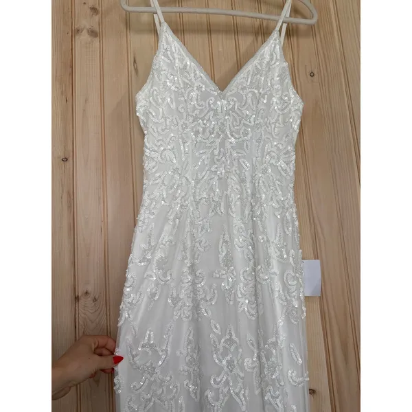 NWOT Lulus Everlasting Passion White Sequin Beaded Backless Maxi Dress Bride M - Image 5