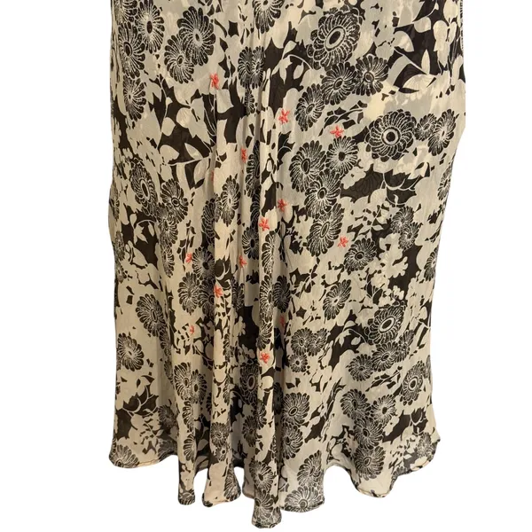 NOUGAT London 100% Silk Floral‎ Ruched Midi Dress Brown Cream Coral Dress EUC 2 - Image 5