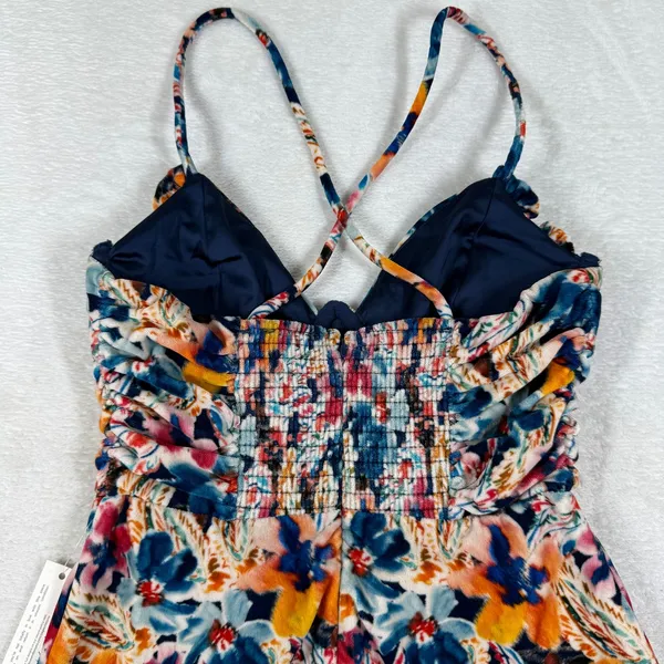 For Love & Lemons Floral Velvet Ruched Mini Dress Multicolor Small NWT - Image 13