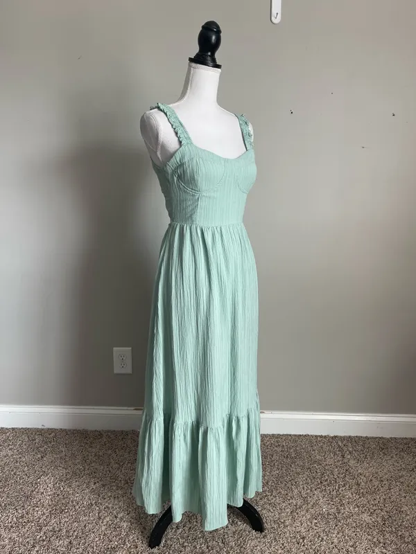 ALTAR'D STATE | Mint Green Maxi Dress with Ruffled Straps Sz XS - Image 6