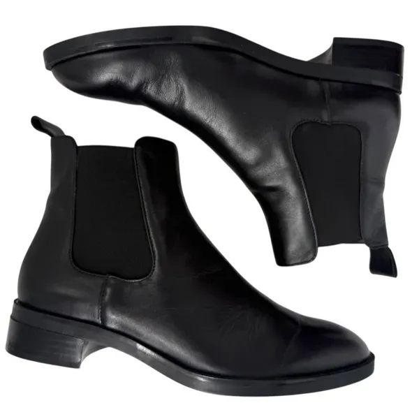ZARA Women's Black Leather Chelsea Ankle‎ Boots Size 7.5 (EU 38) Minimalist - Image 8