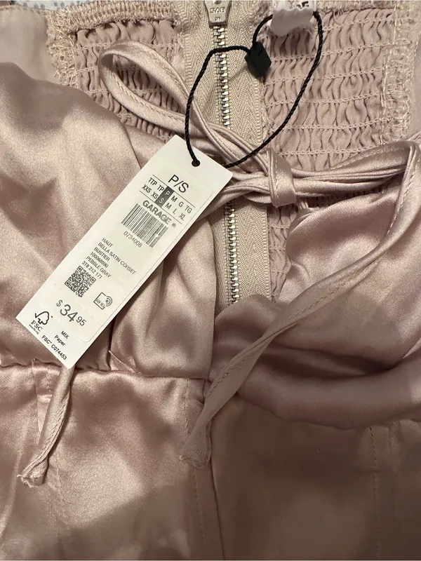 Garage Satin Blush Pink Cropped Bustier Top - Image 4