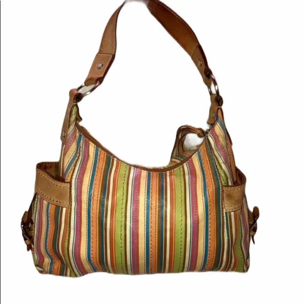 Fossil multicolor stripped hand bag - Image 4