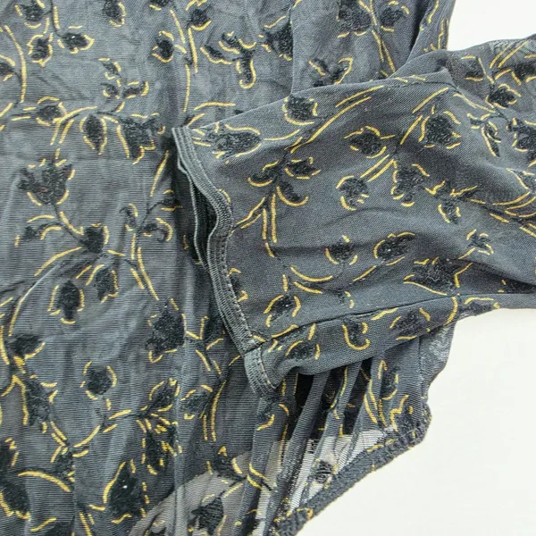 Victoria's Secret NWT Vintage 90s Black Gold Mesh Flocked Floral Bodysuit Large - Image 4