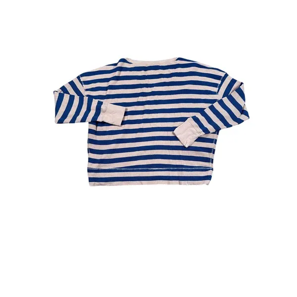 OFFLINE by Aerie Striped Waffle Knit Crop Top Long Sleeve‎ Navy Pink Casual M/M - Image 3