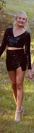 Dillard's Black Two Piece Hoco Dress (Size 1) - Image 3