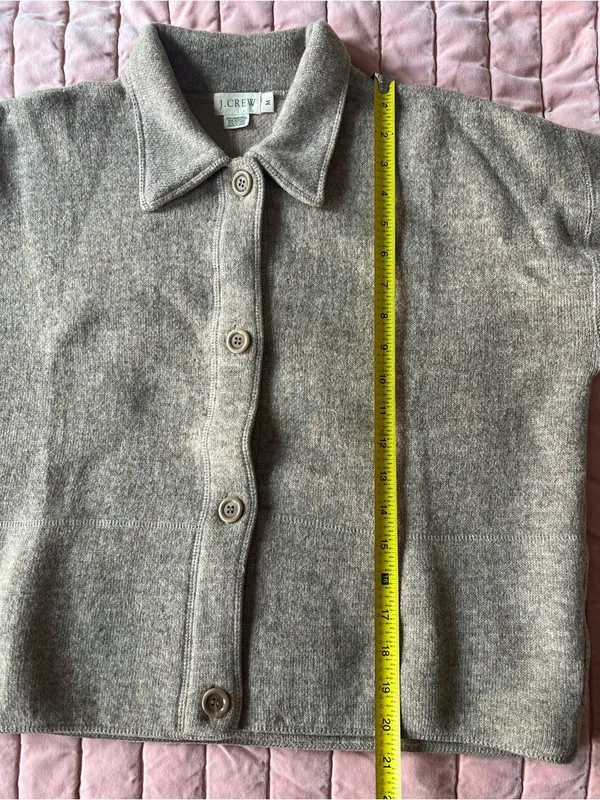J. Crew Women's Taupe Button-Front Wool-Blend Jacket Size Medium - Image 8